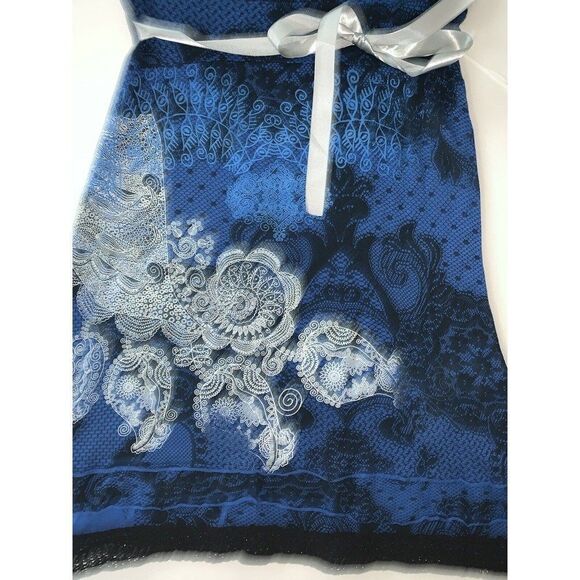 PRE-OWNED DESIGUAL DRESS blue black navy white paisley print SUPER CUTE! - Picture 3 of 6